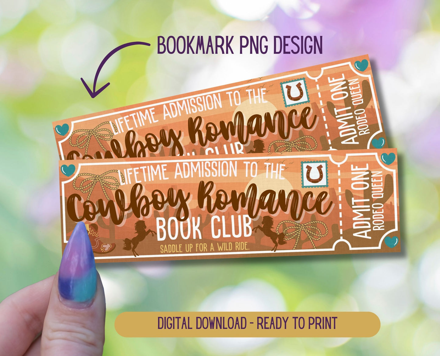 Cowboy Romance Admit One Book Club Printable Bookmark