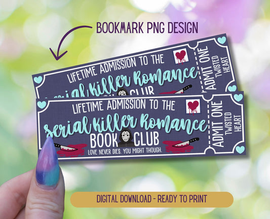 Serial Killer Romance Admit One Book Club Printable Bookmark