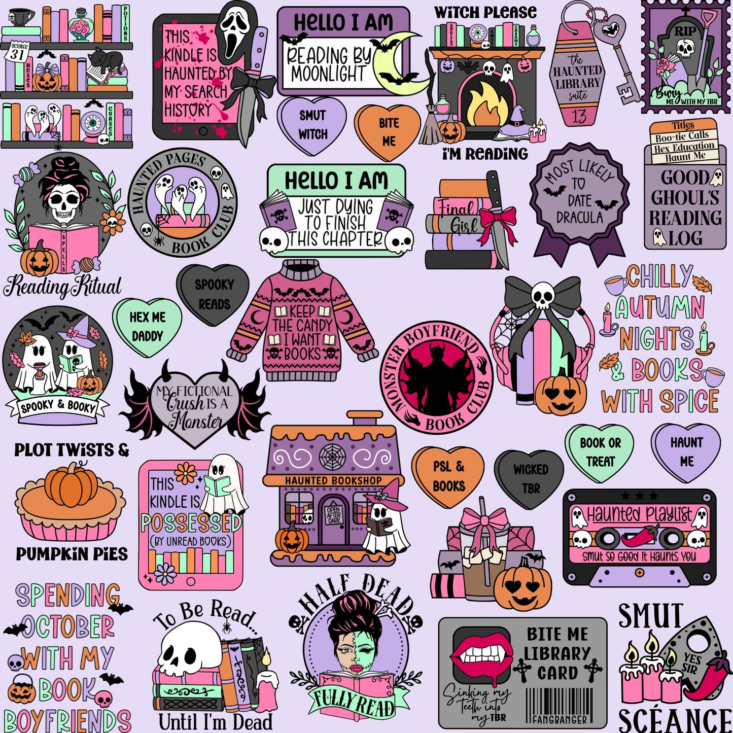 Spooky Bookish Halloween Bundle, Bookish Fall Designs