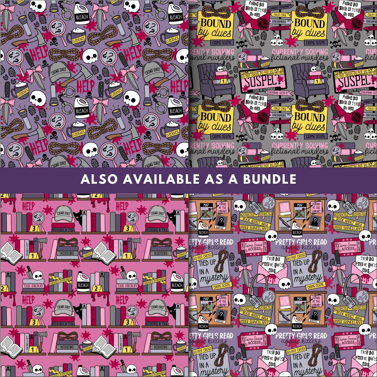 Thriller Bookshelf Seamless Pattern, Bookish Pattern