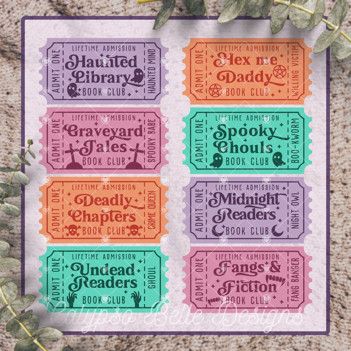 Spooky Book Club Trope Tickets Bundle, Bookish Bundle, Halloween