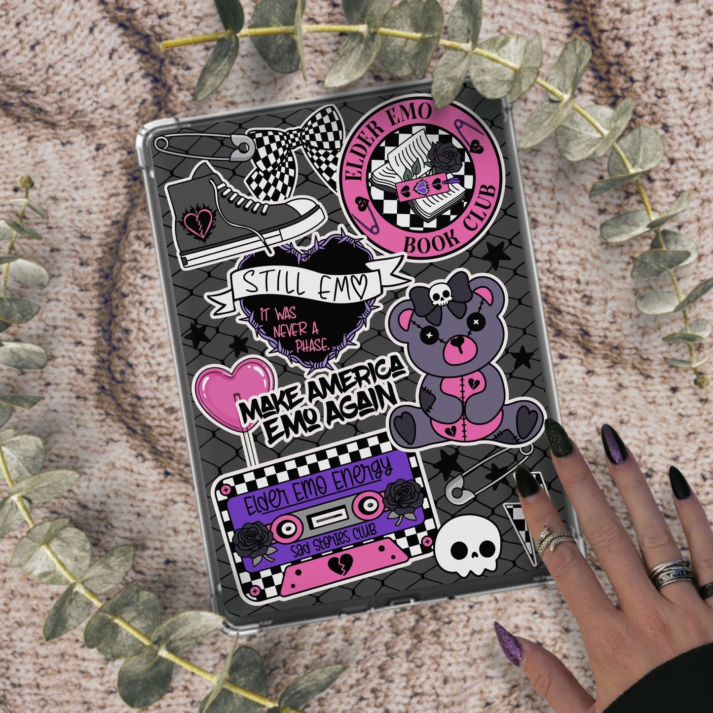 Elder Emo Reader, Emo Girl, Printable Kindle & Kobo Insert