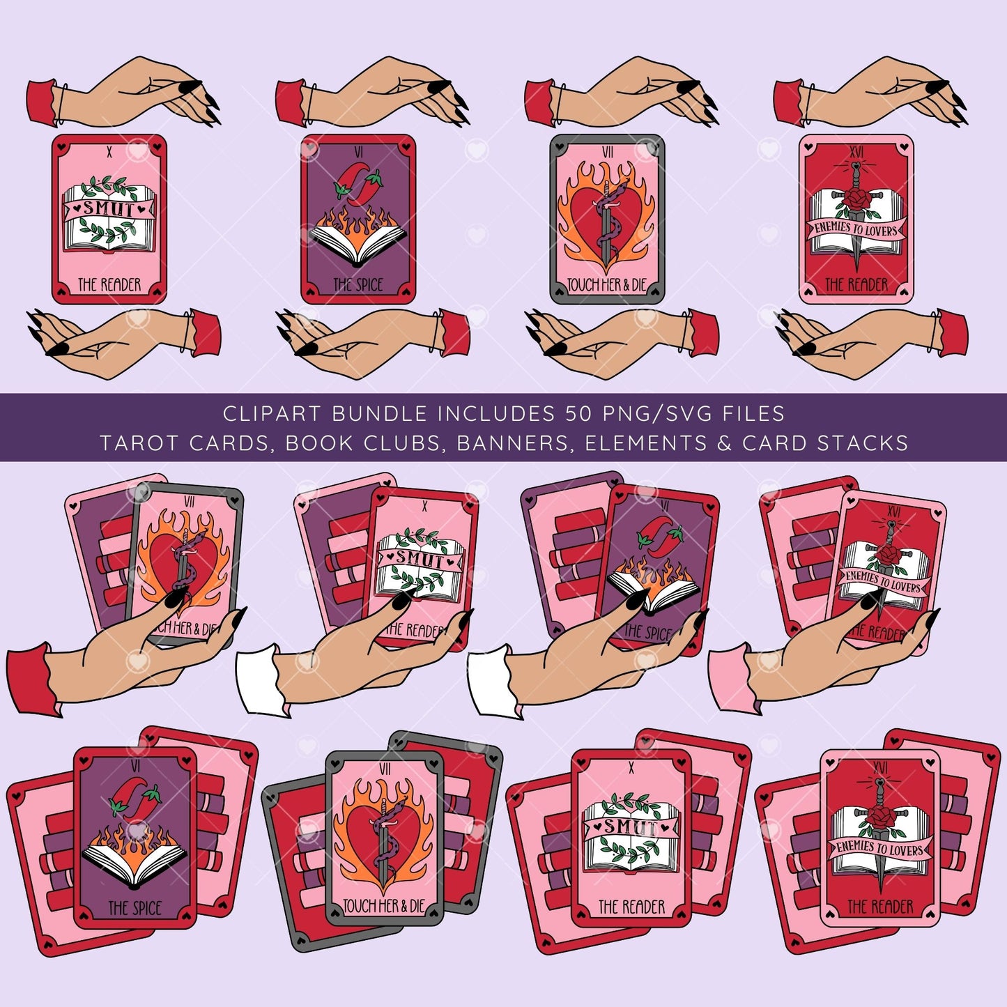 The Spice Arcana Clipart Bundle, Tarot Bundle, Smut Reader, Bookish Bundle