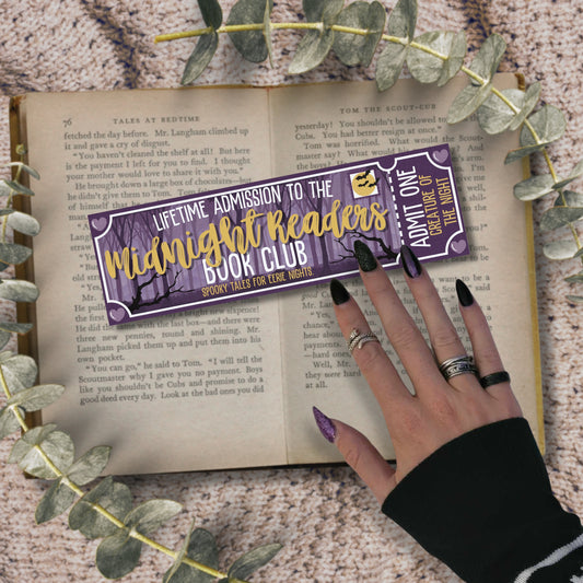 Midnight Readers Book Club Admit One Bookmark Freebie