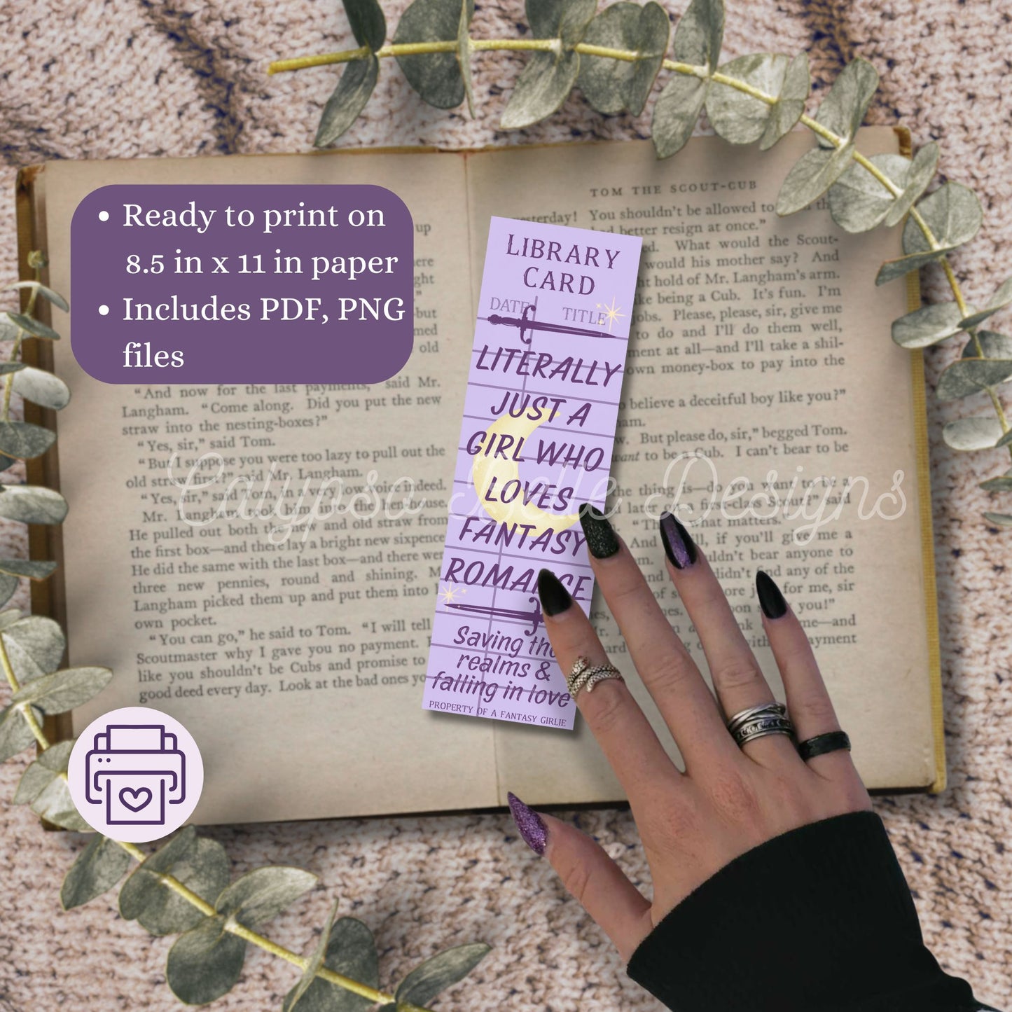 Fantasy Library Card Bookmark Bundle, Printable Bookmarks Bundle