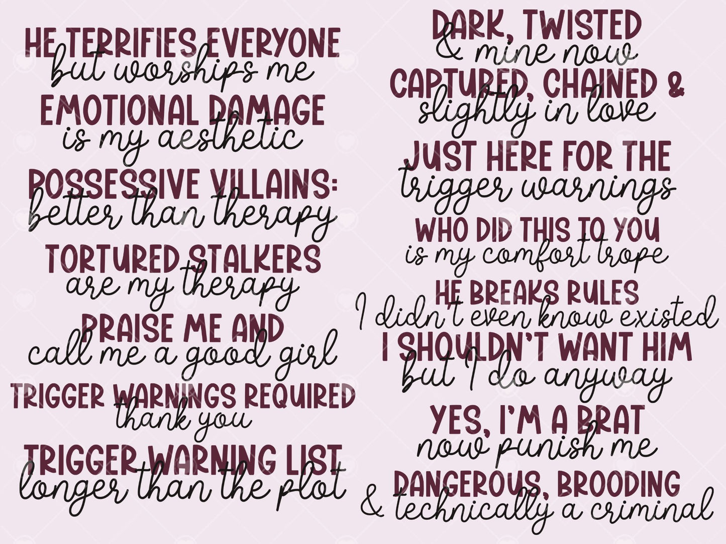 Dark Romance Girlie, Morally Black, Villain Bookish Bundle
