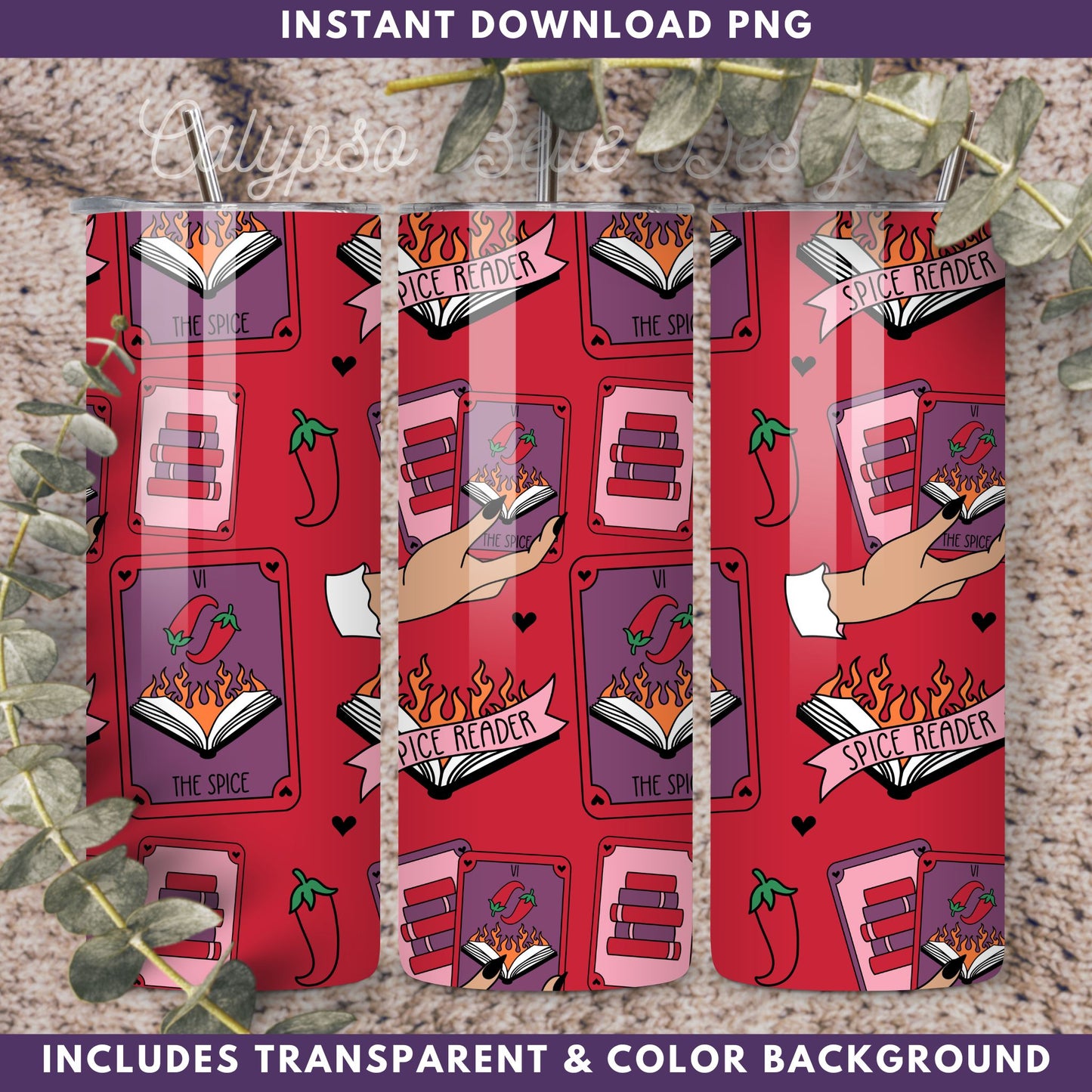 Spice Tarot Romance Reader Seamless Pattern, Smut Bookish Pattern