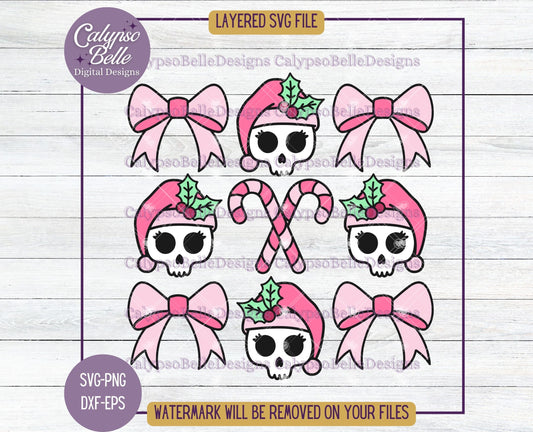 Christmas Coquette Skulls, Pastel Christmas Design