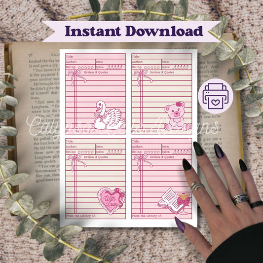 Coquette Library Cards Printable with Spice Rating